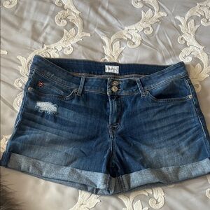 Hudson Jeans Dark Blue Rolled-Cuff Denim Shorts